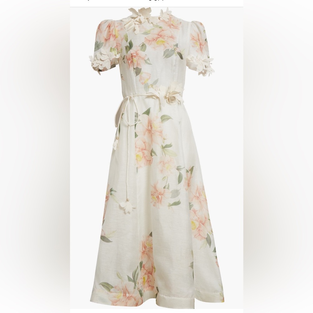 Zimmermann Natura Liftoff Linen Silk Floral  Dress